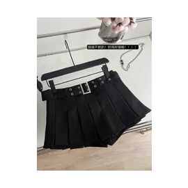 Circyy Mini Skirt Women High Waisted Black Pleated Skirts with Belt and Liner Korean 2023 Summer New Y2k Preppy Style Streetwear