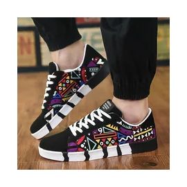 Men Skateboarding Shoes Flats Sneakers Black Sports Shoes Spring Autumn Casual Printing Sneakers