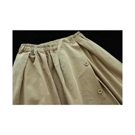 Treutoyeu Spring Summer Retro Loose Casual Button Cotton Khaki Skirts for Women High Waist Midi Length Black Polyester Skirt