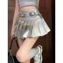 Vintage Korean Fashion Summer Sexy Mini A-line Aesthetic Silver Pleated Skirts for Women Hotsweet Kpop Kawaii Y2k Girl PU